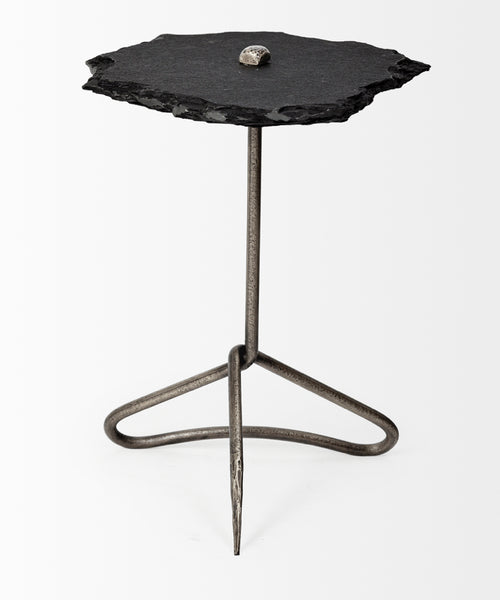 Slate & Iron Accent Table