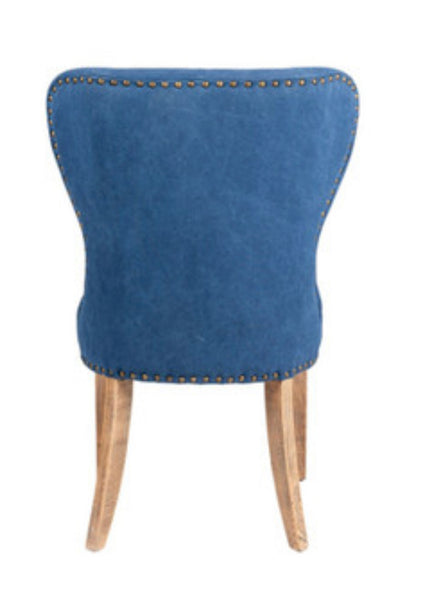 Blue Tufted Dining Chair w/ Teak Legs