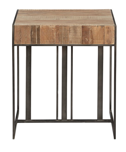 Pine Timber & Iron Side Table