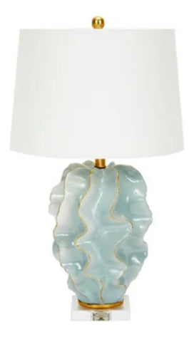 Blue & Gold Ceramic Waves Lamp