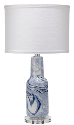 Hand Swirled Blue/White Ceramic Lamp
