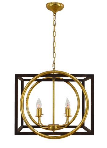 Brown & Gold Square Chandelier