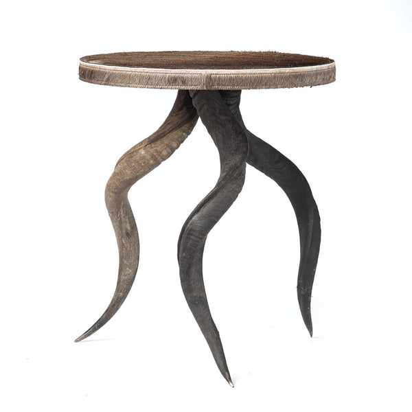 Kudu Horn Table w/ Wildebeest Hide Top