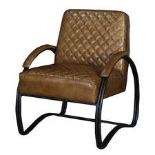 Vintage Leather &  Iron Accent Chair
