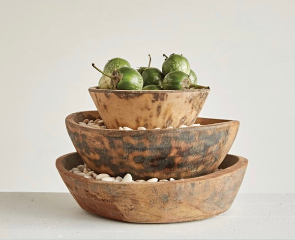 Antique Hand Carved Wood Bowl, 3 sizes