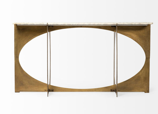 Gold Iron & Bark Edge Marble Console