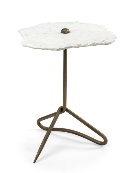 Marble & Triangle Iron Accent Table