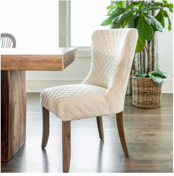 Oak & Cream Linen Dining Chair